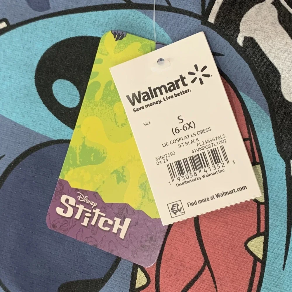 Disney Stitch Cosplay Hoodie Dress Girls Small 6-6X New with Tags Jet Black Soft